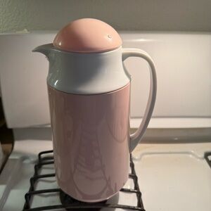 Vintage Pink and White Corning Thermal Carafe